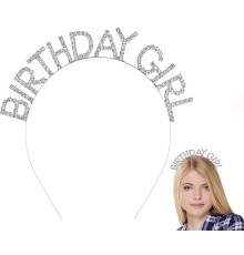 Gümüş Kristal Taşlı Birthday Girl Doğum Günü Tacı İthal Ürün A Kalite 17x16 cm