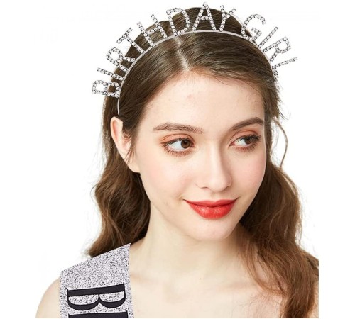 Gümüş Kristal Taşlı Birthday Girl Doğum Günü Tacı İthal Ürün A Kalite 17x16 cm