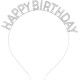 Gümüş Kristal Taşlı Happy Birthday Doğum Günü Tacı İthal Ürün A Kalite 17x16 cm
