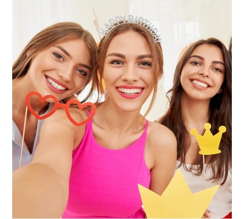 Gümüş Kristal Taşlı Happy Birthday Doğum Günü Tacı İthal Ürün A Kalite 17x16 cm