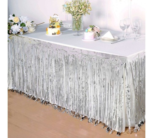 Gümüş Metalize Masa Eteği 275x75 cm – Kendinden Yapışkanlı