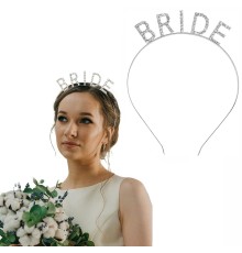 Gümüş Renk Bekarlığa Veda Kristal Taş Bride Tacı İthal 16x10 cm