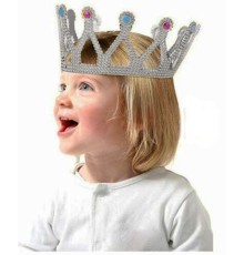 Gümüş Renk Çocuk ve Yetişkin Uyumlu Kraliçe Tacı Prenses Tacı 8X25 cm