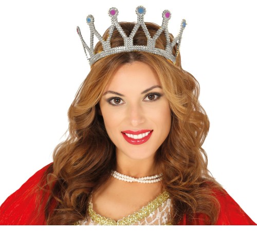 Gümüş Renk Çocuk ve Yetişkin Uyumlu Kraliçe Tacı Prenses Tacı 8X25 cm