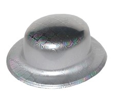 Gümüş Renk Hologramlı Plastik Yuvarlak Melon 27x24 cm