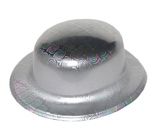 Gümüş Renk Hologramlı Plastik Yuvarlak Melon 27x24 cm