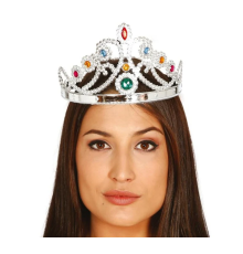 Gümüş Renk Plastik Prenses Tacı Kraliçe Tacı 60 cm