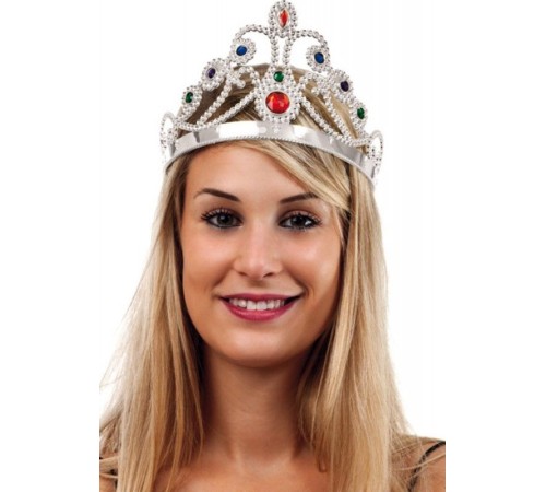 Gümüş Renk Plastik Prenses Tacı Kraliçe Tacı 60 cm