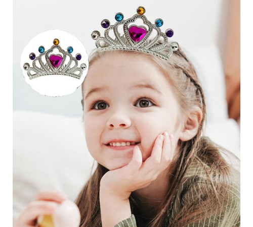 Gümüş Renk Taraklı Model Prenses Kraliçe Tacı 1 No Kalp 12x7 cm