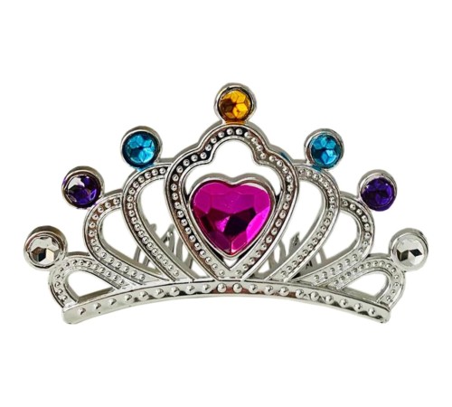 Gümüş Renk Taraklı Model Prenses Kraliçe Tacı 1 No Kalp 12x7 cm