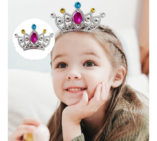 Gümüş Renk Taraklı Model Prenses Kraliçe Tacı 2 No 12x7 cm