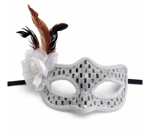 Gümüş Renk Tüylü Balo Maskesi Kadın Parti Aksesuarı