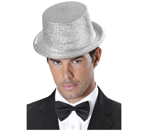 Gümüş Renk Uzun Plastik Simli Parti Şapkası