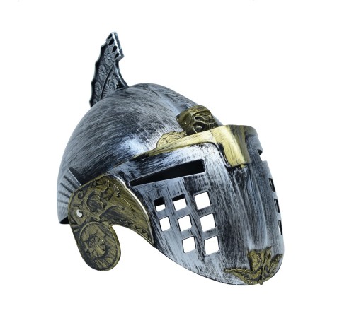 Gümüş Üzeri Altın Renk Oynar Başlıklı Romalı Bizans Kaskı Miğferi 25x20 cm