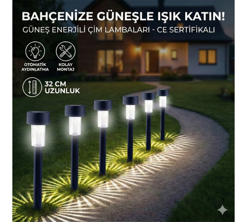 Güneş Enerjili Bahçe Lambası Plastik Saplama 10lu Set