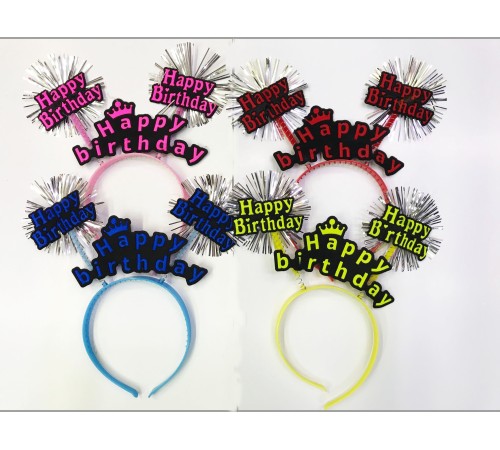 Happy Birthday Neon Renk Doğum Günü Tacı 12 Adet