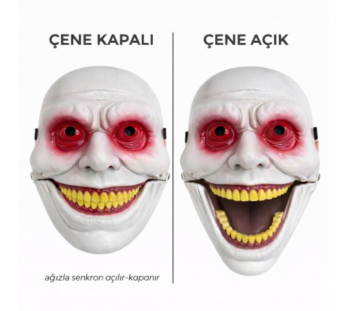 Hareketli Çene Mekanizmalı Korku Maskesi Kırmızı