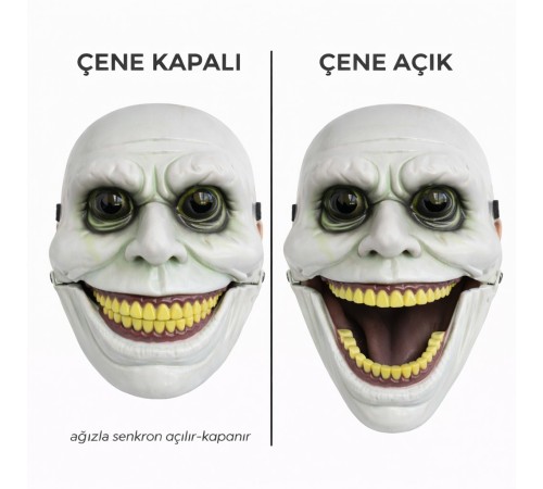 Hareketli Çene Mekanizmalı Korku Maskesi Yeşil