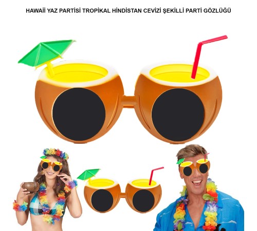 Hindistan Cevizi Tropikal Hawaii Yaza Merhaba Parti Gözlüğü