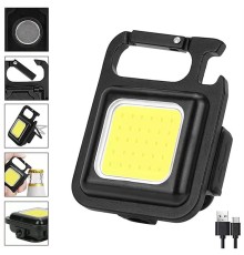 HS-37 Led Anahtarlıklı Cep Boy Cob Led Metal Kasa Mıknatıslı Şişe Açacağı Usb’li Şarj Edilebilir El Feneri