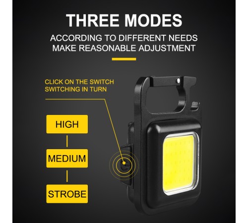 HS-37 Led Anahtarlıklı Cep Boy Cob Led Metal Kasa Mıknatıslı Şişe Açacağı Usb’li Şarj Edilebilir El Feneri