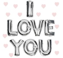 I Love You Folyo Balon Gümüş Renk 35 CM