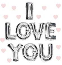 I Love You Folyo Balon Gümüş Renk 35 CM