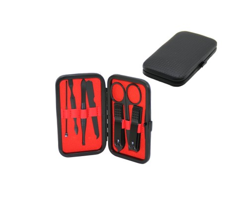 7 PCS - SİYAH MANİKÜR - PEDİKÜR SETİ SİYAH CÜZDAN MODELİ ÇANTALI