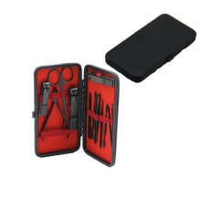 12 PCS - SİYAH MANİKÜR - PEDİKÜR SETİ SİYAH - CÜZDAN MODELİ ÇANTALI