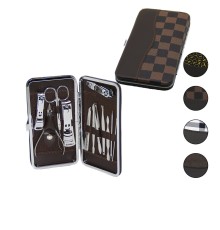 12 PCS - GÜMÜŞ MANİKÜR - PEDİKÜR SETİ RENKLİ DESENLİ - CÜZDAN MODELİ ÇANTALI