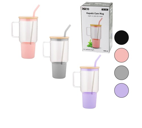 CAM 1LT MATARA SULUK BAMBU KAPAK SIZDIRMAZ SİLİKONLU ÇELİK PİPET KORUYUCU SİLİKON ALTLIK VE KILIF