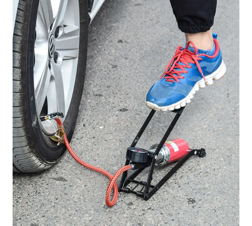 İnce Piston Araç Lastik Şişirme Göstergeli Ayak Pompası