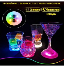 Işıklı Yapışkanlı Bardak Altı Aparatı Ledli 3 Modlu 6 cm Çap 1 Adet
