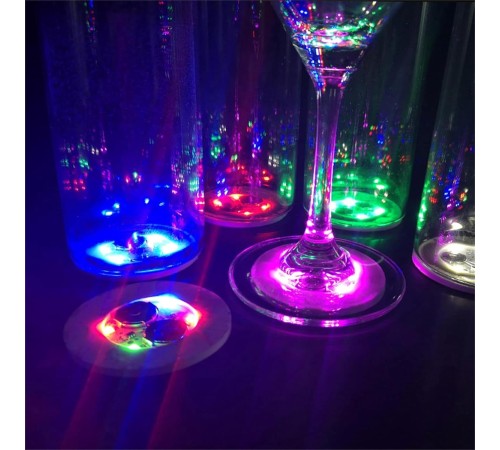 Işıklı Yapışkanlı Bardak Altı Aparatı Ledli 3 Modlu 6 cm Çap 1 Adet