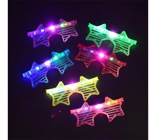 Işıklı Yıldız Gözlük Ledli Parti Gözlüğü 6 Renk 12 Adet