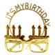 İt's My Birthday Yazılı Taç ve Mum Şekilli Gözlük Seti Altın Renk
