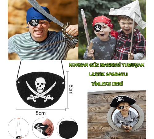 İthal Vinleks Deri Korsan Göz Bandı - Lastikli & Yumuşak