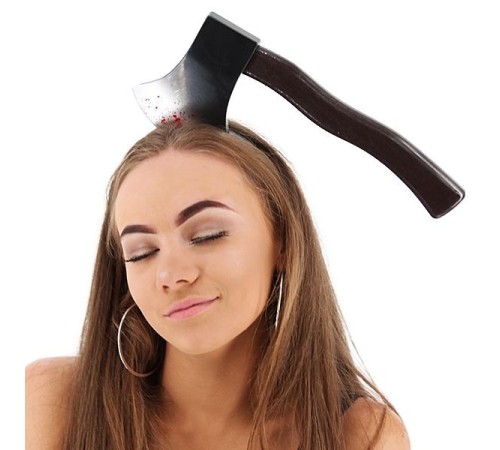 Kafaya Saplanmış Halloween Kanlı Balta Şaka Tacı