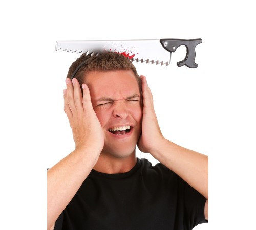 Kafaya Saplanmış Halloween Kanlı Testere Şaka Tacı