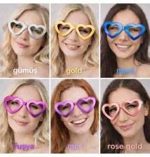 Kalp Şekilli Parti Gözlüğü 12 Adet – 6 Renk ( Camsız )