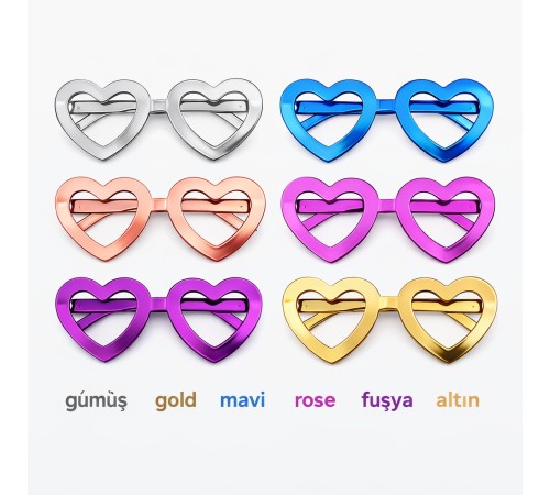 Kalp Şekilli Parti Gözlüğü 12 Adet – 6 Renk ( Camsız )
