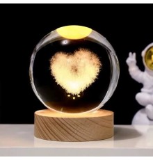 Kalp Tasarımlı Işıklı Cam Küre 62