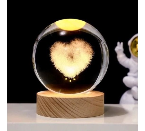 Kalp Tasarımlı Işıklı Cam Küre 62