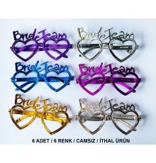 Kalpli Bride Team Gözlük Seti 6 Renk - Kına & Düğün Partileri İçin