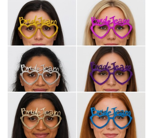 Kalpli Bride Team Gözlük Seti 6 Renk - Kına & Düğün Partileri İçin