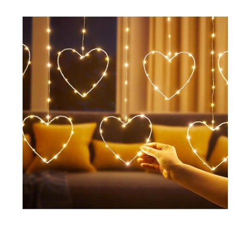 Kalpli Perde LED Işıklar, Sevgililer Günü Romantik LED Aydınlatma