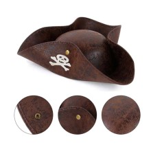 Kaptan Jack Korsan Şapkası Vinleks Deri Denizci Korsan Şapkası