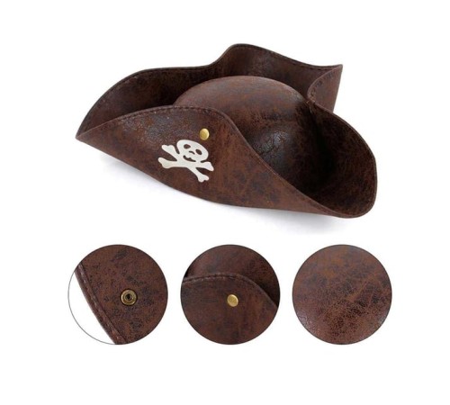 Kaptan Jack Korsan Şapkası Vinleks Deri Denizci Korsan Şapkası