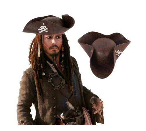 Kaptan Jack Korsan Şapkası Vinleks Deri Denizci Korsan Şapkası