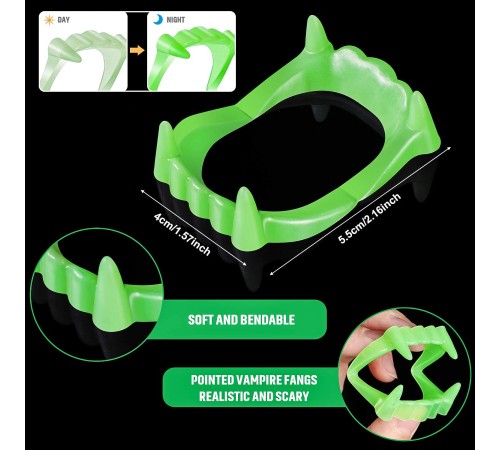 Karanlıkta Parlayan Fosforlu Çift Damak Takma Vampir Dişi